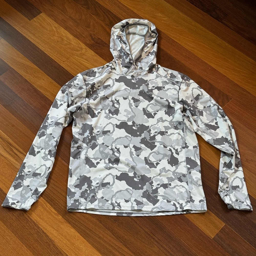 ☀️ Simms SolarFlex Hoody - White/Gray Camo - Size S - Like New